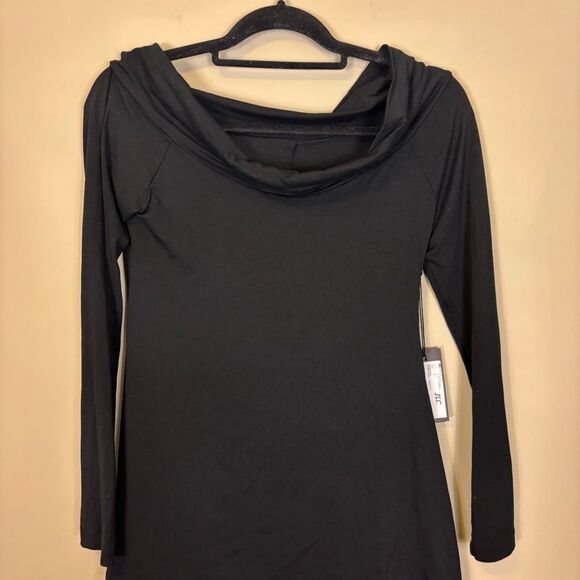 New XD Xenia Design Shirt Doza Black Cowl Neck Asymmetrical Hem Long Sleeve Top - Picture 3 of 9